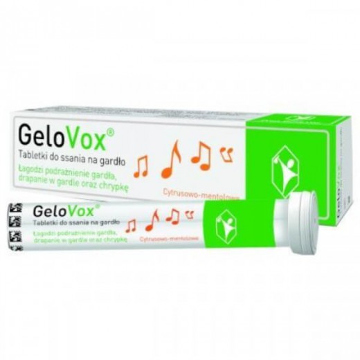 GeloVox, tabletki do ssania na gardło, smak cytrusowo-mentolowy, 20 tabletek