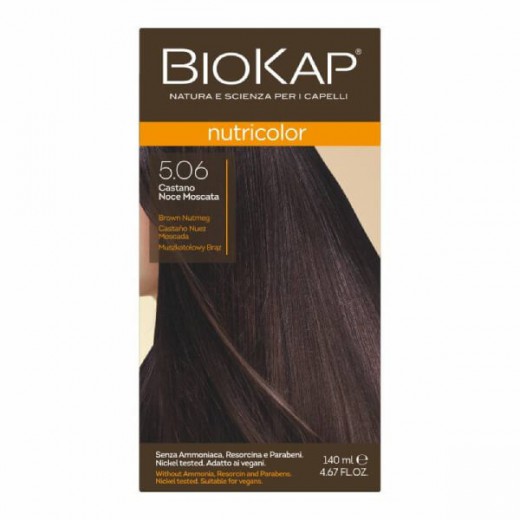 Biokap Nutricolor, farba koloryzująca do włosów, 5.06 muszkatołowy brąz, 140 ml