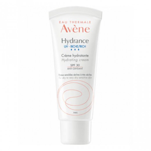 Avene Hydrance UV, bogaty krem nawilżający, skóra wrażliwa, sucha i bardzo sucha, SPF30, 40 ml