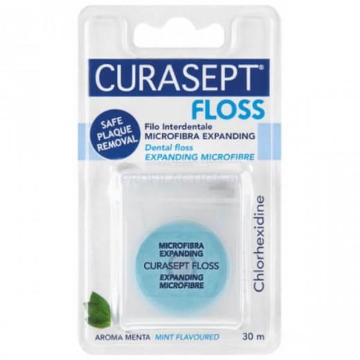 CURASEPT Floss, Nić z mikrofibry Curasept, 30m, o smaku miętowym