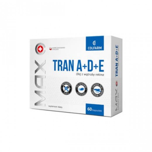 Tran z witaminami A + D + E, 60 kapsułek