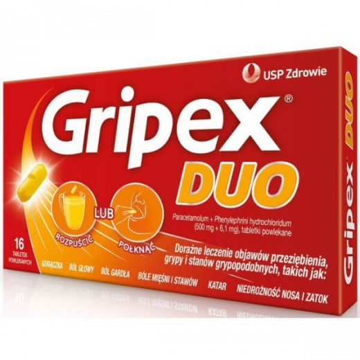 Gripex Duo 500 mg + 6,1 mg, 16 tabletek