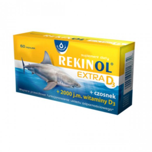 Rekinol Extra D3, olej z wątroby rekina, 60 kapsułek