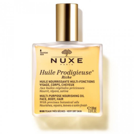 Nuxe Huile Prodigieuse Riche, intensywnie odżywiający olejek w sprayu do twarzy, ciała i włosów, 100 ml