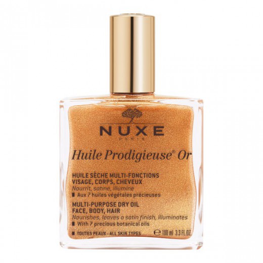 Nuxe Huile Prodigieuse Or, suchy olejek ze złotymi drobinkami do ciała, twarzy i włosów, 100 ml