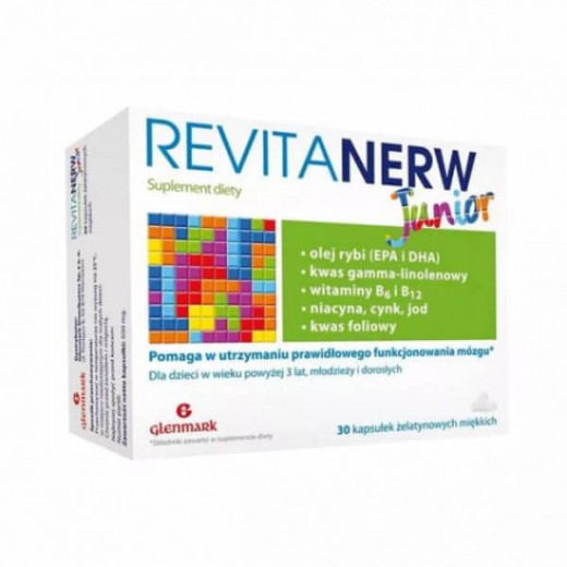 Revitanerw Junior, dla dzieci powyżej 3 lat i dorosłych, 30 kapsułek miękkich