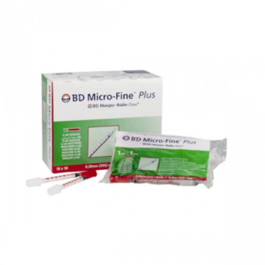 Strzykawka insulinowa, BD Micro-Fine Plus, 1 ml, U40, z igłą, 10 sztuk