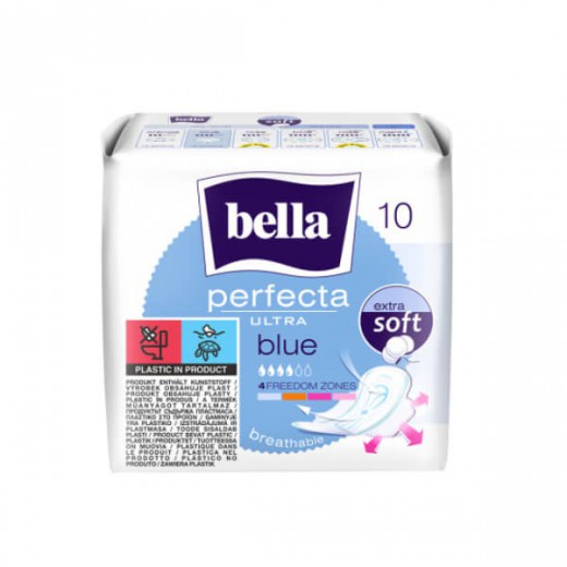 Bella Perfecta Ultra, podpaski higieniczne Extra Soft ze skrzydełkami, Blue, 10 sztuk