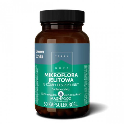 Terranova Mikroflora Jelitowa + Kompleks Roślinny, 4-12 lat, 50 kapsułek roślinnych