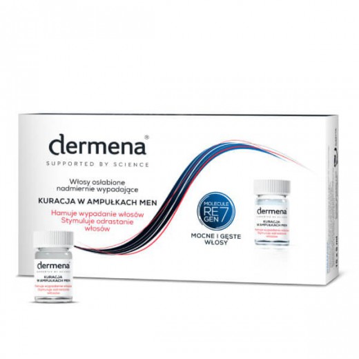Dermena Men, kuracja hamująca wypadanie włosów, ampułki, 15 x 5 ml