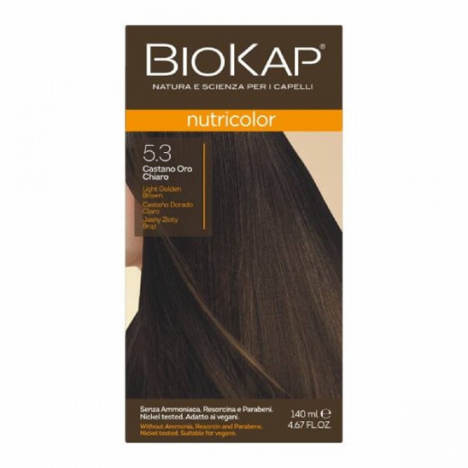 Biokap Nutricolor, farba koloryzująca do włosów, 5.3 jasny złoty brąz, 140 ml