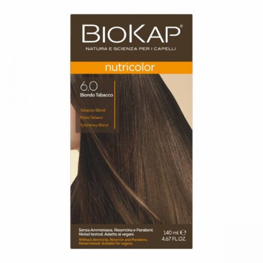Biokap Nutricolor, farba koloryzująca do włosów, 6.0 tytoniowy blond, 140 ml