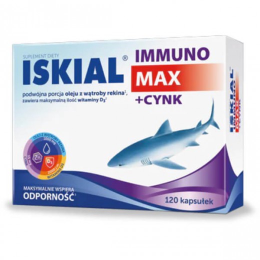 Iskial Immuno Max + Cynk, dla dzieci powyżej 6 lat i dorosłych, 120 kapsułek