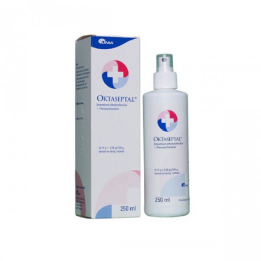 Oktaseptal (0,1 g + 2 g)/ 100 g, aerozol na skórę, 250 ml