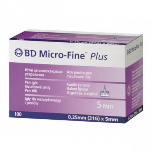 Igły do penów BD Micro Fine Plus 31g (0,25mm x 5mm), 100 sztuk