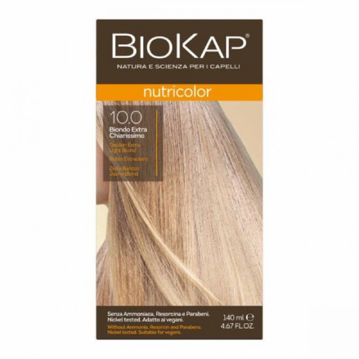 Biokap Nutricolor, farba koloryzująca do włosów, 10.0 złoty bardzo jasny blond, 140 ml