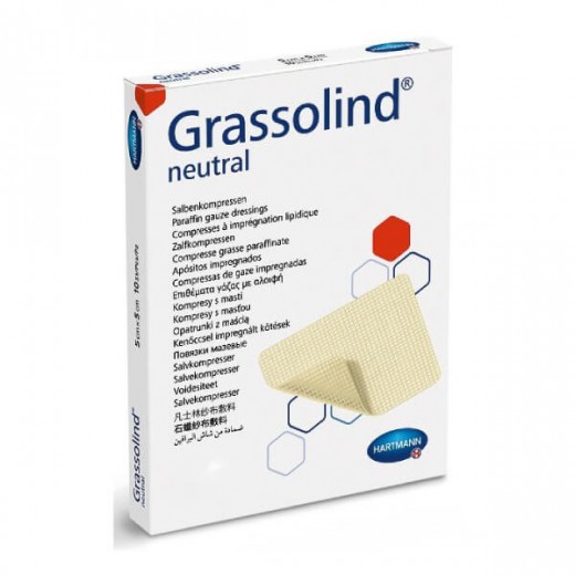 Grassolind Neutral, Opatrunek z maścią jałowy, 10x20cm, 30 sztuk