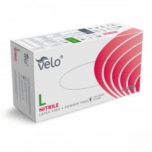 Rękawice nitrylowe, bezpudrowe, rozmiar L, VELO NITRILLE, 100 sztuk