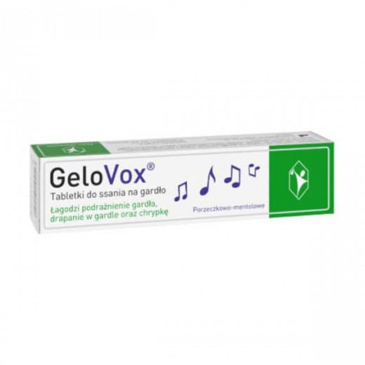 GeloVox, tabletki do ssania na gardło, smak porzeczkowo-mentolowy, 10 tabletek