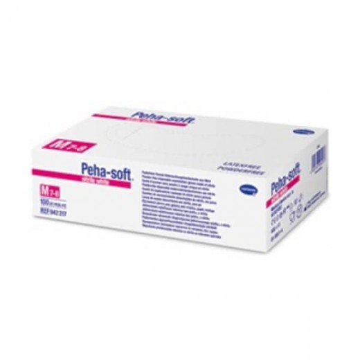 Peha-soft nitrile, rękawice nitrylowe, niejałowe, niepudrowane, białe, rozmiar M, 100 sztuk