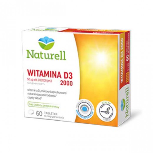 Naturell Witamina D3 2000, 60 tabletek do rozgryzania i żucia