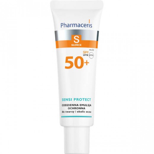 Pharmaceris S Sensi Protect, codzienna emulsja ochronna do twarzy i okolic oczu, SPF 50+, 50 ml