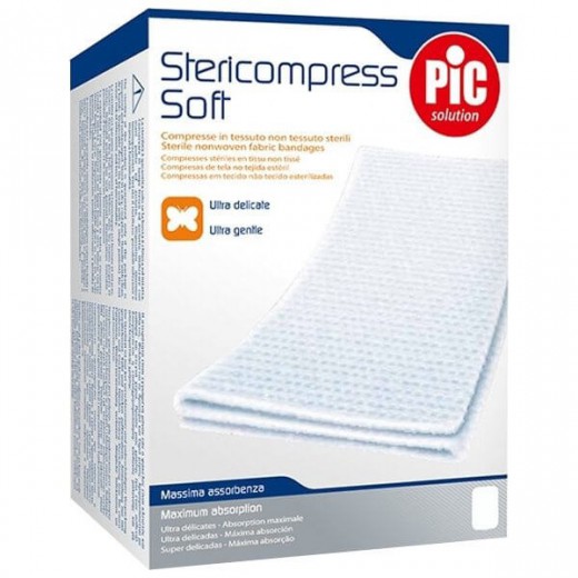 Pic Solution Stericompress Soft, kompresy włókninowe nietkane, sterylne, 18 cm x 40 cm, 12 sztuk