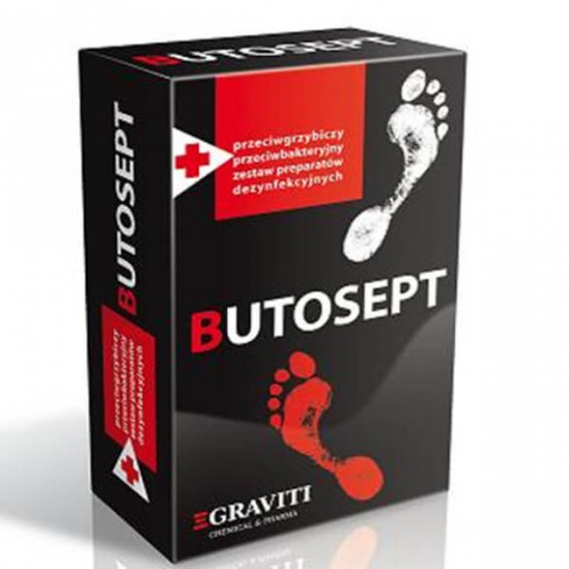 Butosept płyn do dezynfekcji obuwia, 100ml + zasypka przeciwgrzybicza do stóp, butów i skarpet, 50g