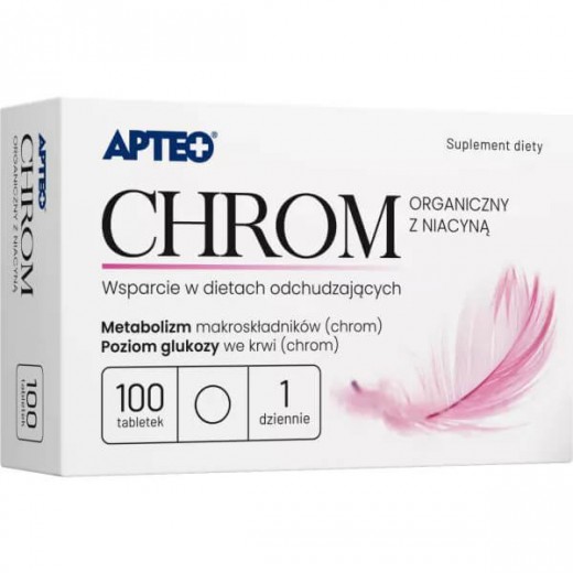Apteo Chrom organiczny z niacyną, 100 tabletek