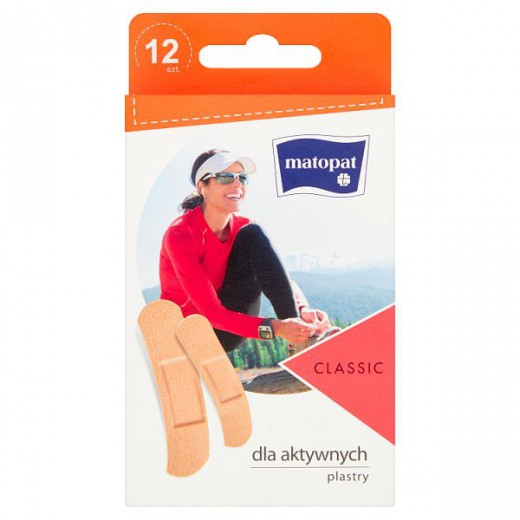 Matopast Classic plasty z opatrunkiem dla aktywnych, 12 sztuk
