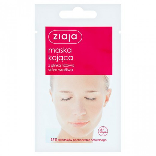 Ziaja, maska kojąca z glinką różową do skóry wrażliwej, 7 ml