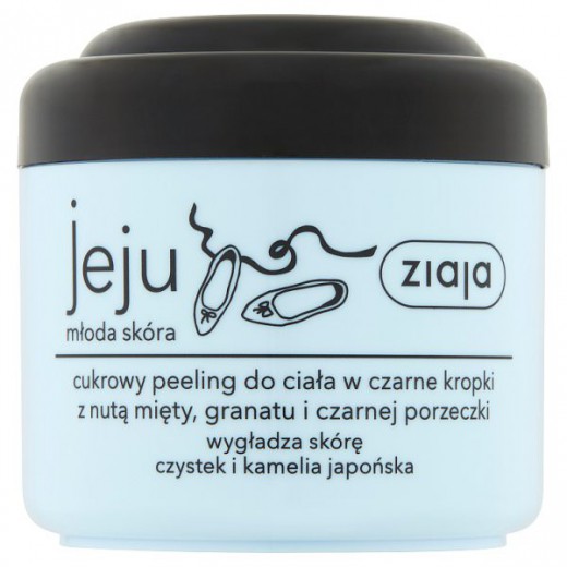 Ziaja Jeju, peeling cukrowy do ciała w czarne kropki, wygładzający skórę, 200 ml