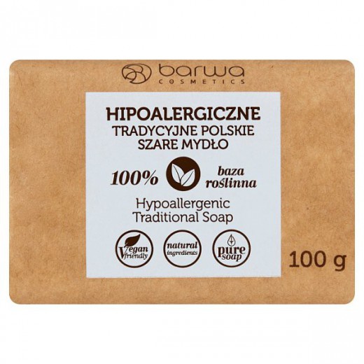Barwa Hipoalergiczne, tradycyjne polskie szare mydło, 100 g