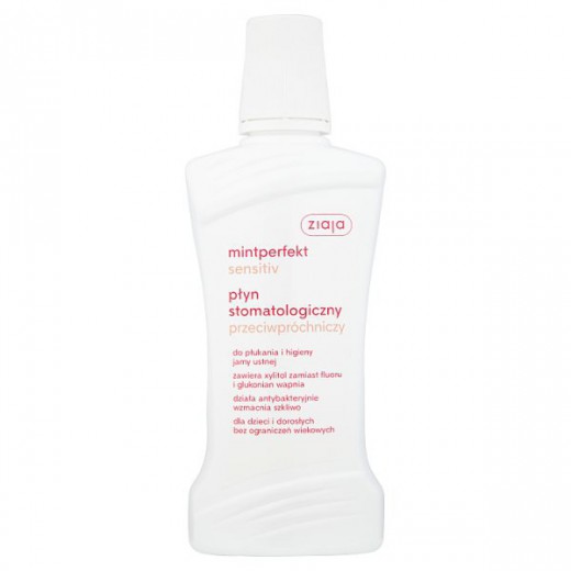 Ziaja Mintperfekt Sensitiv, płyn stomatologiczny do płukania jamy ustnej, przeciwpróchniczy, 500 ml