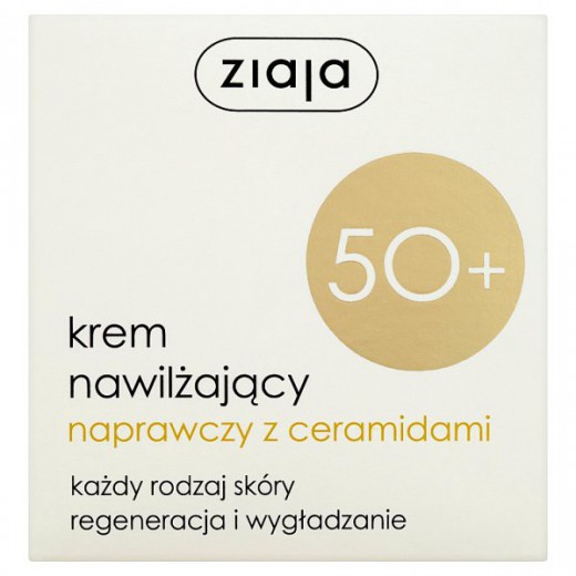 Ziaja 50 +, krem nawilżający, naprawczy z ceramidami, 50 ml