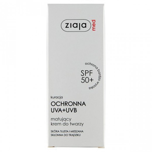 Ziaja Med Kuracja Ochronna, matujący krem do twarzy, SPF50+, 50 ml