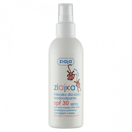 Ziajka, mleczko dla dzieci, wodoodporne, spray, SPF30, 170 ml