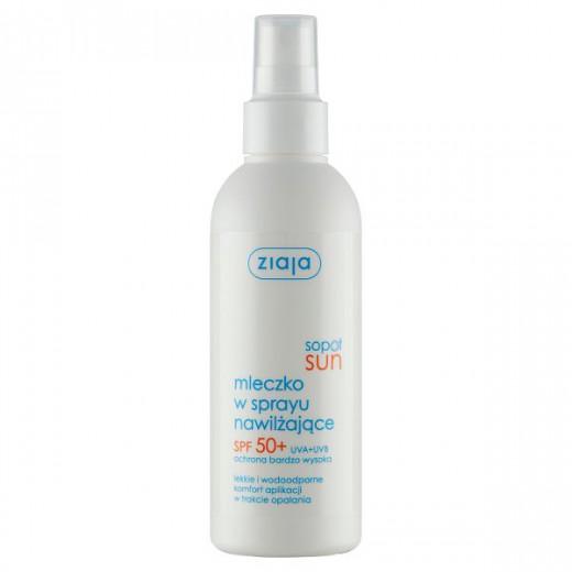 Ziaja Sopot Sun, mleczko w sprayu, nawilżające, SPF50+, 170 ml