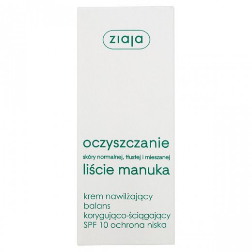 Ziaja Liście Manuka, krem nawilżający balans korygująco-ściągający , SPF10, 50 ml