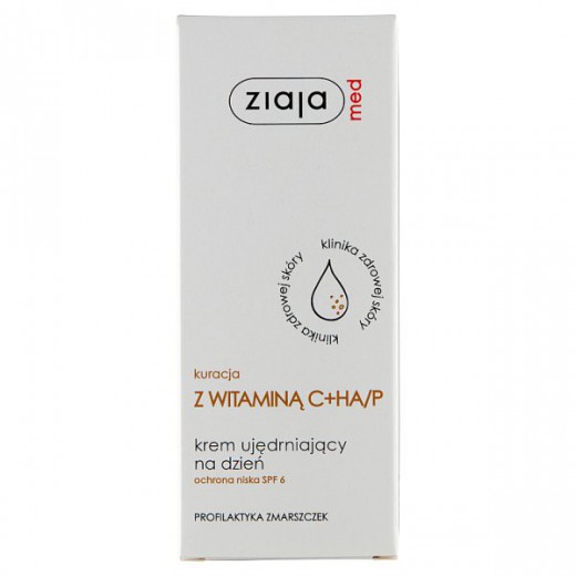 Ziaja Med Kuracja z witaminą C+HA/P, krem ujędrniający na dzień ochrona niska SPF 6, 50ml