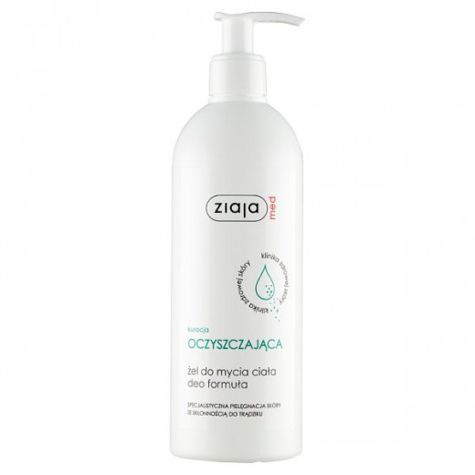 Ziaja Med, żel oczyszczający do mycia ciała deo formuła, łojotok, trądzik, 400 ml