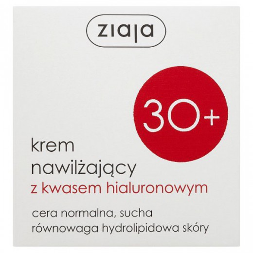 Ziaja 30+, krem nawilżający z kwasem hialuronowym, cera normalna, sucha, 50 ml