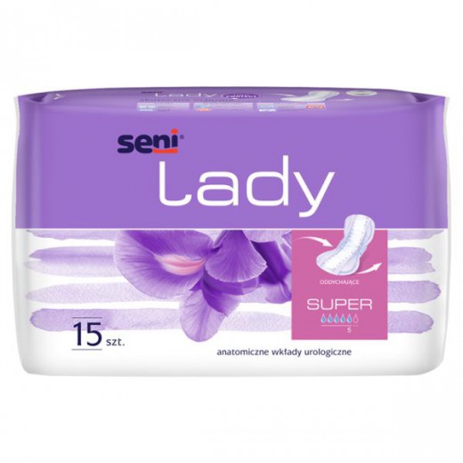 Seni Lady Super, wkładki urologiczne, 18 cm x 37 cm, 15 sztuk