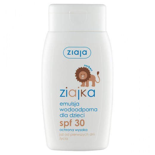 Ziaja Ziajka, wodoodporna emulsja do opalania dla dzieci, od urodzenia, SPF 30, 125 ml