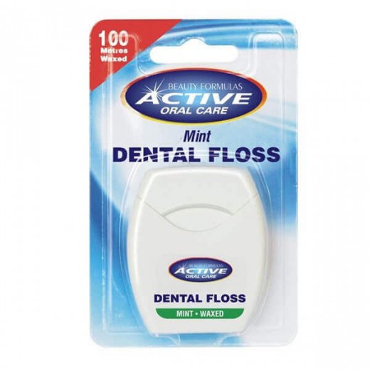 Beauty Formulas, Active Oral Care, nić dentystyczna, miętowa woskowana, 100m