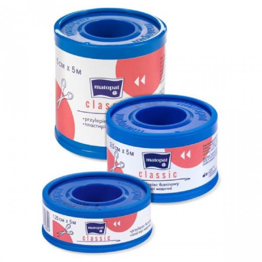 Matopat Classic, przylepiec na szpulce, tkaninowy, 2,5cm x 5m, 1sztuka
