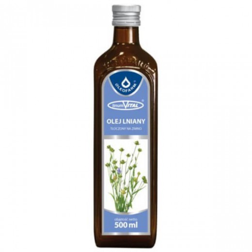 Oleofarm LinumVital, olej lniany tłoczony na zimno, 500 ml