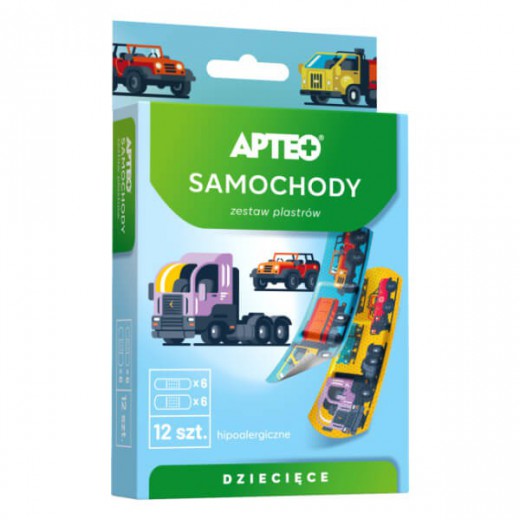 Plastry dla dzieci, Apteo, samochody, 10 sztuk