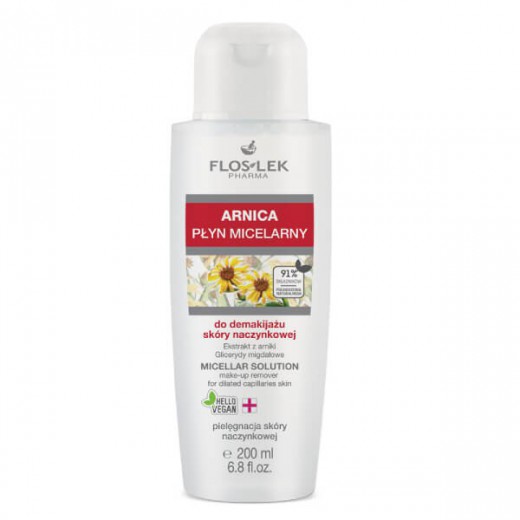 Flos-Lek Arnica, płyn micelarny do demakijażu skóry naczynkowej, 200 ml