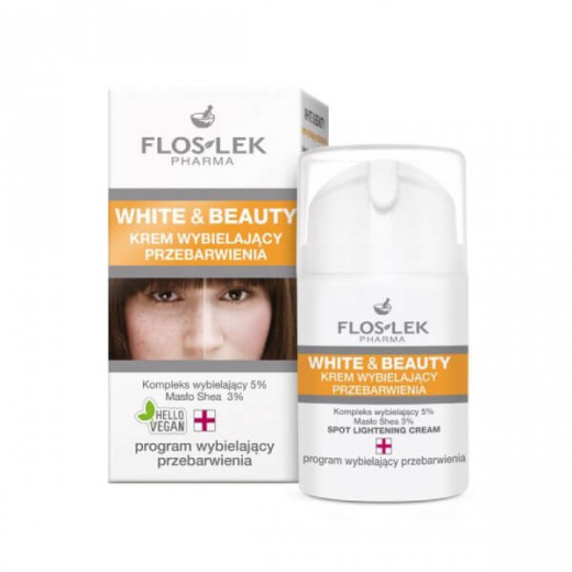 Flos-Lek White & Beauty, krem wybielający przebarwienia, 50 ml